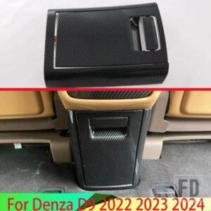 DENZA D9 DMI EV 2022 2023 2024 カーアクセサリーカーボンスタイルメッキアームレストボックスリアエアベントフレームトリムカバー