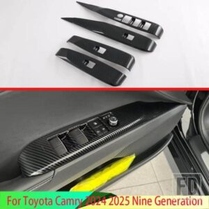 トヨタカムリ 2018-2025 カーアクセサリーカーボンスタイルドア窓アームレストカバースイッチパネルトリムモールディングガーニッシュ