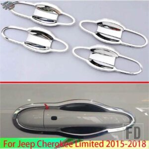 ジープチェロキー限定 2015-2018 カースタイリングアクセサリー ABS クロームドアハンドルボウルカバーカップキャビティトリム 2016 2017