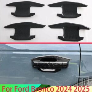 フォードブロンコ 2024 2025 カーアクセサリーカーボンスタイルドアハンドルボウルカバーカップキャビティトリムインサートキャッチモールドガーニッシュ