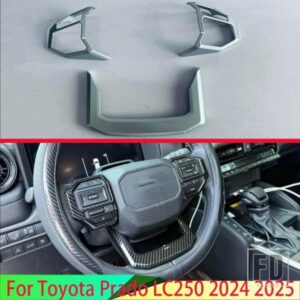 トヨタプラド LC250 2024 2025 カーアクセサリー ABS ステアリングホイールパネルカバーベゼルトリムインサートバッジモールドガーニッシュ