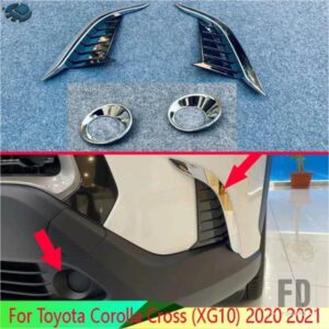 トヨタカローラクロス XG10 2020 2021 ABS クロームフロントフォグライトランプカバートリムモールディングベゼルガーニッシュステッカー