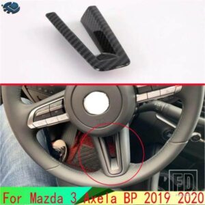 マツダ 3 アクセラセダン BP 2019 2020 カーボンスタイルステアリングホイールパネルカバーベゼルトリムインサートバッジモールドガーニッシュ