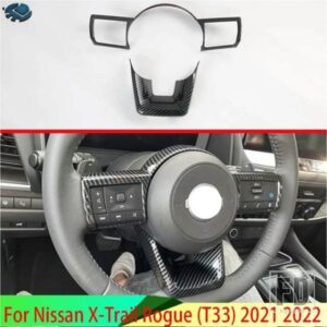 日産エクストレイルローグ T33 2021 2022 カーアクセサリー ABS クロームステアリングホイールパネルカバーベゼルトリムインサートバッジモールド