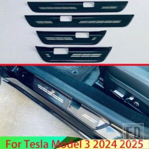テスラモデル 3 2024 2025 ステンレス内側外側ドアドアシルパネルスカッフプレートキックステップトリムカバープロテクター