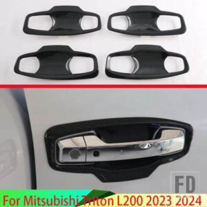 三菱トライトン L200 2023 2024 カーボンスタイルドアハンドルボウルカバーカップキャビティトリムインサートキャッチモールドガーニッシュ