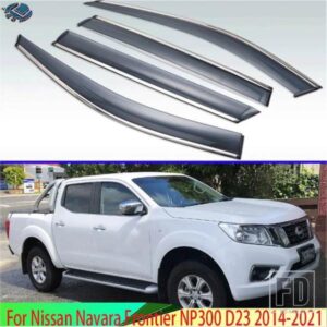 日産ナバラフロンティア NP300 D23 2014-2021 プラスチック外装バイザーベントシェード窓日雨ガードディフレクター 4 個 2015 2016