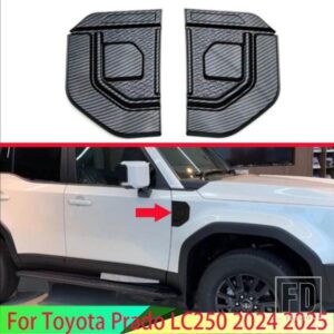 トヨタプラド LC250 2024 2025 カーアクセサリーカーボンスタイルエアフローベントフェンダートリムバッジ