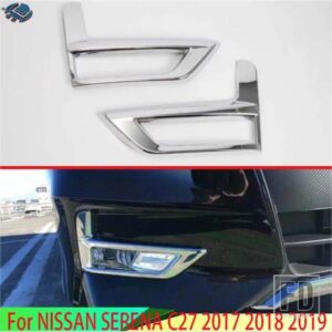 日産セレナ C27 2017 2018 2019 カーアクセサリー ABS クロームフロントフォグライトランプカバートリムモールドベゼルガーニッシュステッカー
