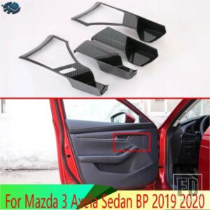 マツダ 3 アクセラセダン BP 2019 2020 カーアクセサリーカーボンスタイルインナードアハンドルカバーキャッチボウルトリム挿入ベゼル