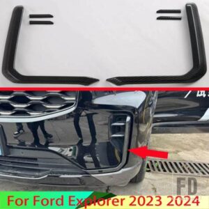 フォードエクスプローラー 2023 2024 カーアクセサリー ABS ピアノブラックフロントフォグライトトリムベゼル