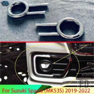 スズキスペーシア MK53S 2019-2022 カーアクセサリー ABS クロームフロントフォグライトランプカバートリムモールドベゼルガーニッシュ