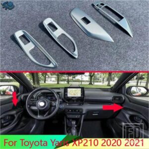 トヨタヤリス XP210 2020-2022 カーアクセサリーステンレスドア窓アームレストカバースイッチパネルトリムモールディングガーニッシュ