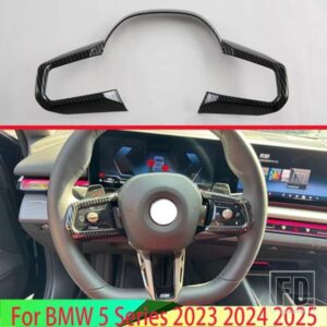 BMW 5 シリーズ 2023 2024 2025 カーボンスタイルステアリングホイールパネルカバーベゼルトリムインサートバッジモールドガーニッシュ