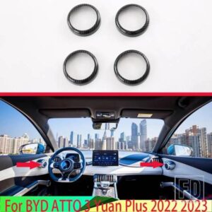 BYD ATTO 3 元プラス 2022 2023 カーアクセサリーカーボンスタイル 4 ドアツイーターリングフードスパンコールでトリミング