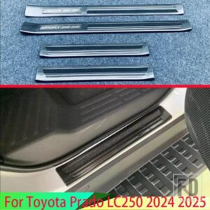 トヨタプラド LC250 2024 2025 ステンレス OOUSIDE ドアシルパネルスカッフプレートキックステップトリムカバープロテクター