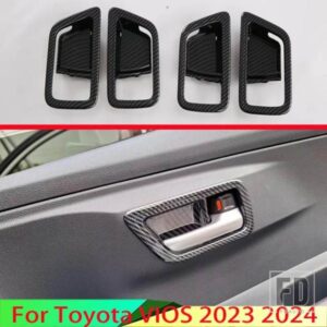 トヨタ VIOS 2023 2024 カーアクセサリーカーボンスタイルインナードアハンドルカバーキャッチボウルトリム挿入ベゼルフレームガーニッシュ
