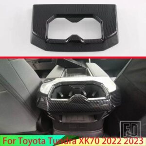 トヨタ タンドラ XK70 2022 2023 カーボンスタイルリアドリンクカップホルダークロームトリムカバーベゼルサラウンドフレームスタイリング
