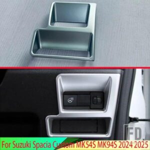 スズキスペーシアカスタム MK54S MK94S 2024 2025 カーアクセサリー ABS ヘッドライトスイッチボタンコントロールパネルカバートリムベゼル