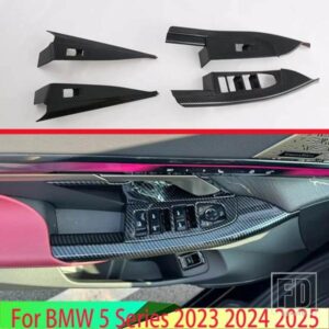 BMW 5 シリーズ 2023 2024 2025 カーアクセサリーカーボンスタイルドア窓アームレストカバースイッチパネルトリムモールディングガーニッシュ