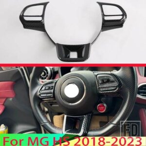 MG HS 2018-2023 カーアクセサリーカーボンスタイルステアリングホイールパネルカバーベゼルトリムインサートバッジモールドガーニッシュ