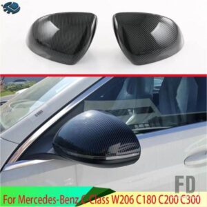 メルセデス ベンツ C クラス W206 C180 C200 C300 2022 2023 カーボンスタイルドアサイドミラーカバートリムリアビューキャップオーバーレイ