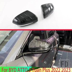BYD アトー 3 元プラス 2022 2023 カーボンスタイルドアサイドミラーカバートリムリアビューキャップオーバーレイモールドガーニッシュ