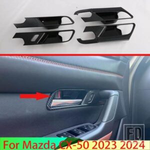 マツダ CX-50 2023 2024 カーアクセサリーカーボンスタイルインナードアハンドルカバーキャッチボウルトリム挿入ベゼルフレームガーニッシュ