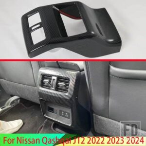 日産キャシュカイ J12 2022 2023 2024 カーアクセサリーカーボンスタイルメッキアームレストボックスリアエアベントフレームトリムカバー