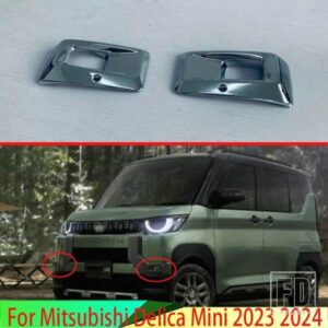 三菱デリカミニ 2023 2024 カーアクセサリー ABS クロームフロントフォグライトランプカバートリムモールドベゼルガーニッシュ