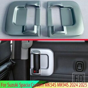 スズキスペーシアカスタム MK54S MK94S 2024 2025 カーアクセサリー ABS メッキミドルドアインテリアハンドルカバーグラブボウル装飾