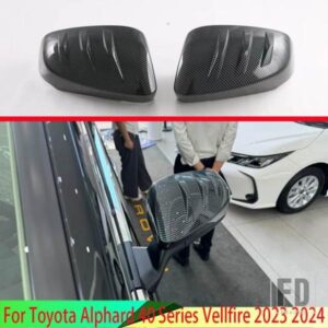 トヨタアルファード 40 シリーズヴェルファイア 2023 2024 カーボンスタイルドアサイドミラーカバートリムリアビューキャップオーバーレイモールド