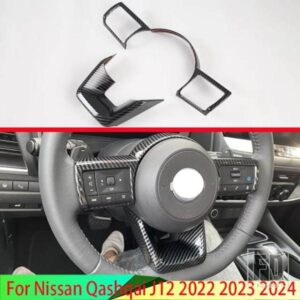 日産キャシュカイ J12 2022 2023 2024 カーアクセサリーカーボンスタイルステアリングホイールパネルカバーベゼルトリム挿入バッジ金型