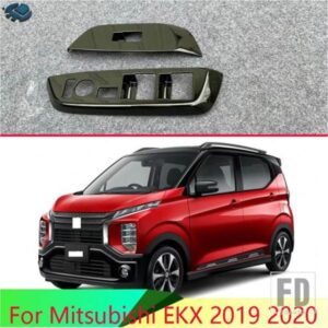 三菱 EK X 2020 2021 2022 カーアクセサリーフロントドアスイッチボードガラスアッパー窓ピアノブラックトリム
