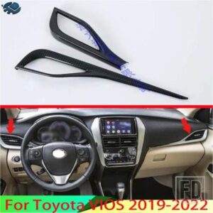 トヨタ VIOS 2019-2022 装飾カーボンスタイルエアベントアウトレットカバーダッシュボードトリムベゼルフレームモールドガーニッシュ