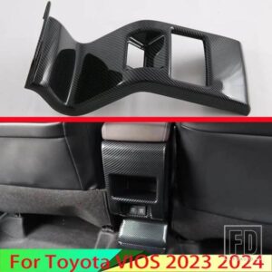 トヨタ VIOS 2023 2024 カーアクセサリーカーボンスタイルアームレストボックスリアエアベントフレームトリムカバー