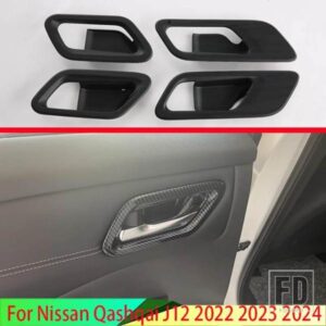 日産キャシュカイ J12 2022 2023 2024 カーボンスタイルインナードアハンドルカバーキャッチボウルトリム挿入ベゼルフレームガーニッシュ