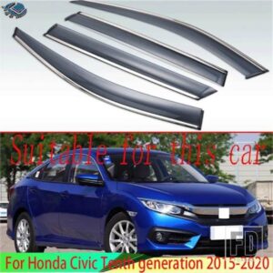 ホンダシビック第 10 世代 2015-2020 2017 2019 プラスチック外装バイザーベントシェード窓日雨ガードディフレクター 4 個