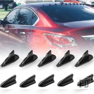 10 個カースポイラーサメスポイラー EVO PP ルーフシャークフィンスポイラーウイングキットペーストタイプ装飾ブラックアンテナ UV