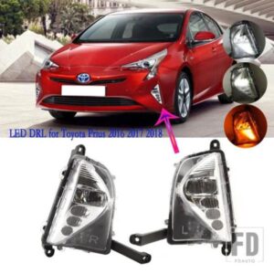 2XLED DRL ヘッドライトトヨタプリウス 2016 2017 2018 フォグランプ駆動フォグランプフロントバンパーフォグライトフォグライトアクセサリー
