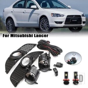 フォグランプ三菱ランサー LANCER-EX 2008-2012 2013 LED ハロゲンカバーグリルベゼルフレームハーネススイッチキットアクセサリー