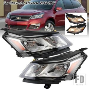 ヘッドライトシボレートラバース 2013-2016 2017 フロントバンパーヘッドライト DRL ウィンカーライトクロームヘッドランプアクセサリー 1PC