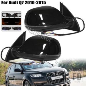 サイドミラーアウディ Q7 4L2010-2016 2017 LED バックミラーウィンカーライトインジケータ加熱ガラスカバーレンズミラーアセンブリ