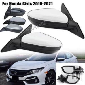 バックミラーサイドドアミラーホンダシビック 2016-20 3 ピンミラーガラスアセンブリカバーフレームレンズ手動ダブル