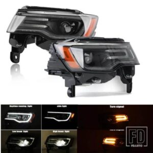 LED HID ヘッドライトジープグランドチェロキー 2017-2019 フロントバンパー LED フォグランプ DRL ローハイビームライトカーアクセサリー