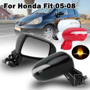 サイドミラーホンダフィットジャズ 2005-2008 シティ 2007 バックミラー 5 ピン電気レンジ調整 LED ウインカーランプガラスレンズカバー