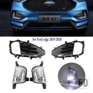 LED フォグランプフォードエッジ 2019 2020 ヘッドライトフォグライトカバーグリルベゼルフレーム LED DRL フォグランプフードアクセサリー