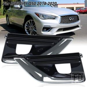 インフィニティ Q50 2018-2020 フォグライトランプカバーベゼルブラッククロームプラスチックフォグライトカバーフレームヘッドライトグリルアクセサリー
