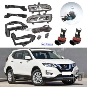 フォグランプ LED 日産エクストレイル X トレイル T32 ローグ 2017-2019 ヘッドライトフォグランプブラケットハーネスカバーグリルベゼルアクセサリー