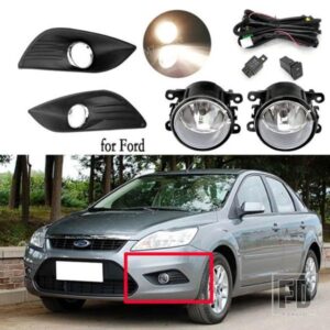 フォグランプフォードフォーカス 2 MK2 2009 2010 2011 LED ヘッドライトフォグランプカバーグリルクロームベゼルハーネススイッチキットアクセサリー